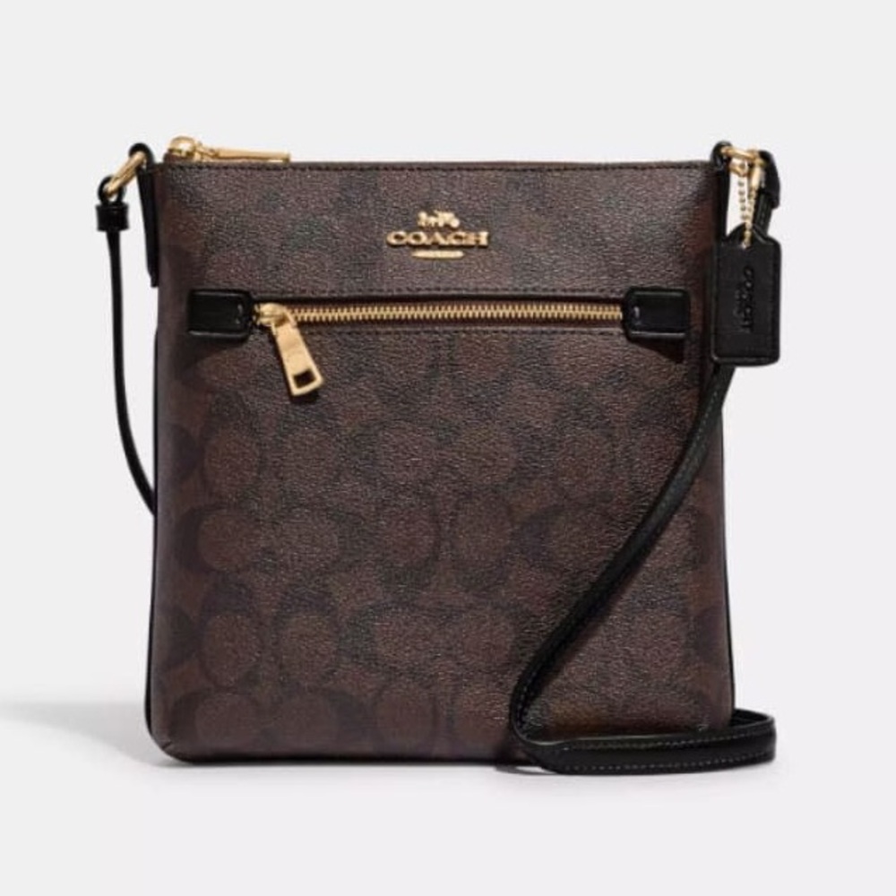 Coach Mini Rowan File Crossbody Shoulder Adjustable Strap Dark Brown Bag Purse